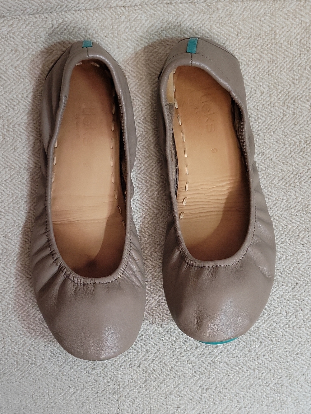 TIEKS Taupe Leather Ballet Flats - Picture 2 of 7